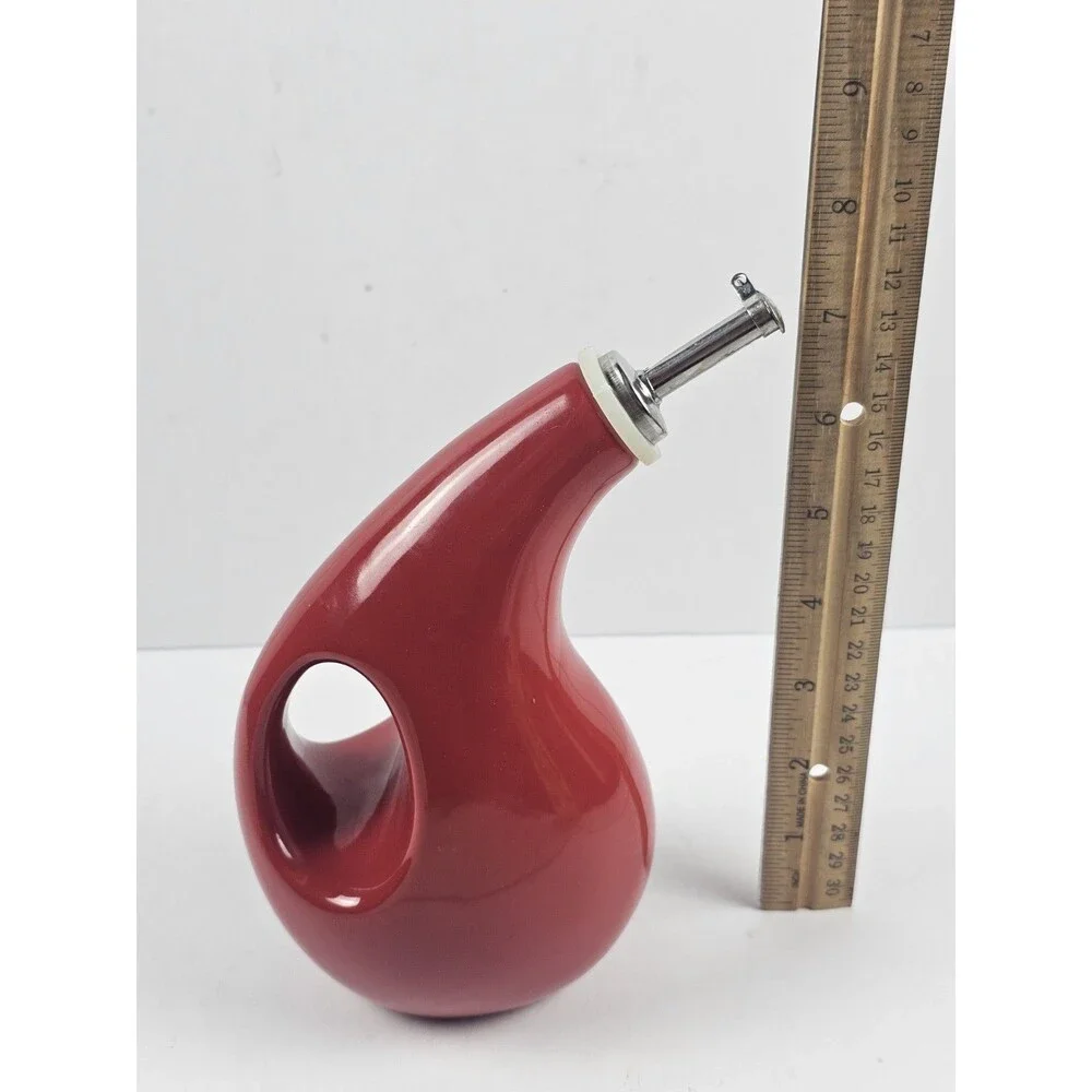 Rachael Ray Red EVOO Oil & Vinegar Dispenser Set Ceramic Cruet Pair